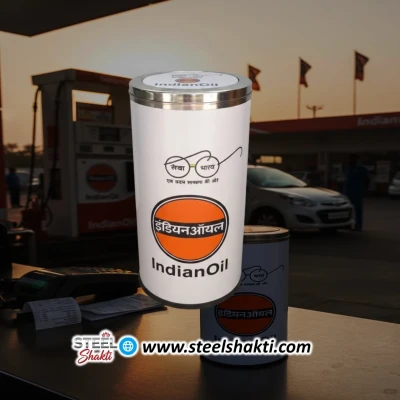 Steel Shakti Commercial Dustbin – Indian Oil Petrol Pump Waste Management Solution - View 3 | Steel Shakti Fabrication