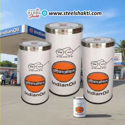 Steel Shakti Commercial Dustbin – Indian Oil Petrol Pump Waste Management Solution - View 1 | Steel Shakti Fabrication