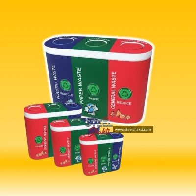 FRP Dustbin | Trio Bin | 3 in 1 (180 Ltr) - View 3 | Steel Shakti Fabrication