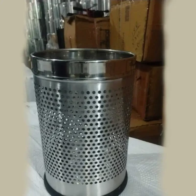 SS 202 Perforated Paper Bin – 20L Large Round Waste Bin (10"x14")