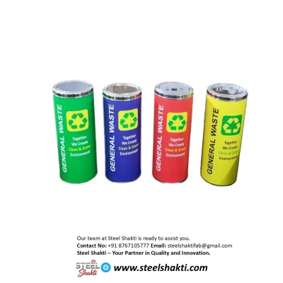 Swing Type Stainless Steel Dustbin Single WET DRY , Capacity 10 Ltr | Steel Shakti Fabrication