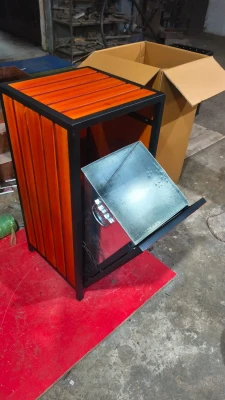Modern Square Dustbin with Wooden Legs-Luxury Corporate Edition - View 6 | Steel Shakti Fabrication