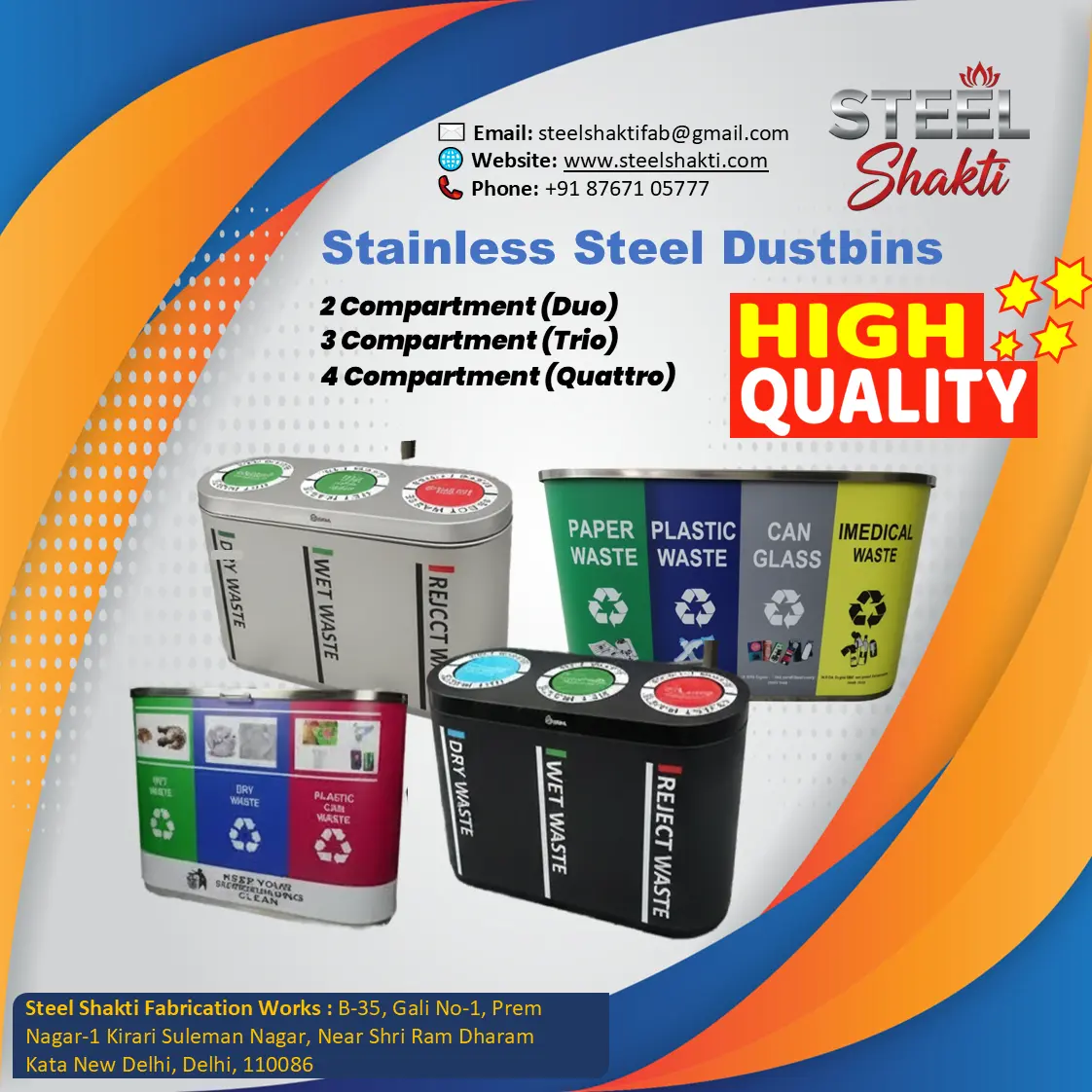 SS Dustbin Manufacturer In Delhi All India Suppliers Steel Shakti